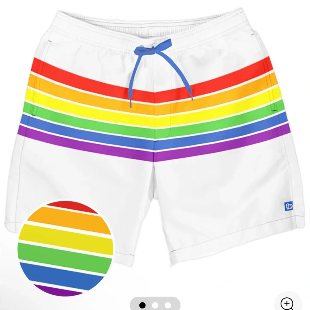 TIPSY ELVES MEN’S MEDIUM SWIM TRUNKS RAINBOW MENS SWIM NWT #382